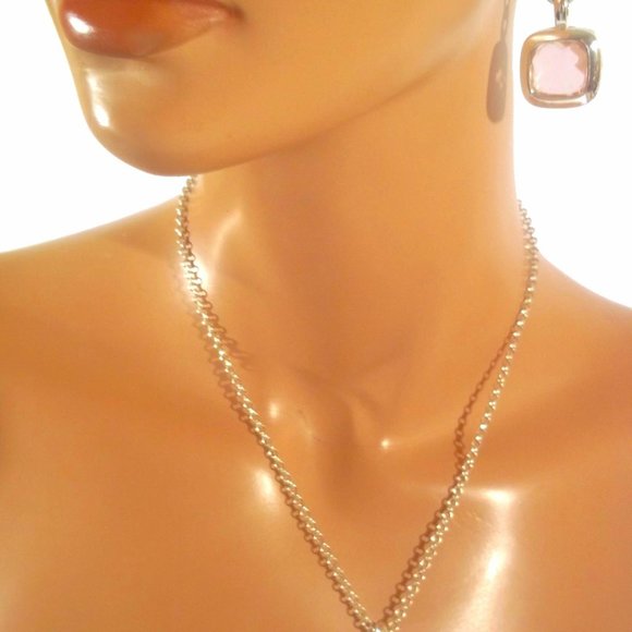 Pink Rhinestone Crystal Pendant Jewelry Set, Pink Jewelry Set, Pink Accessories - Picture 6 of 6